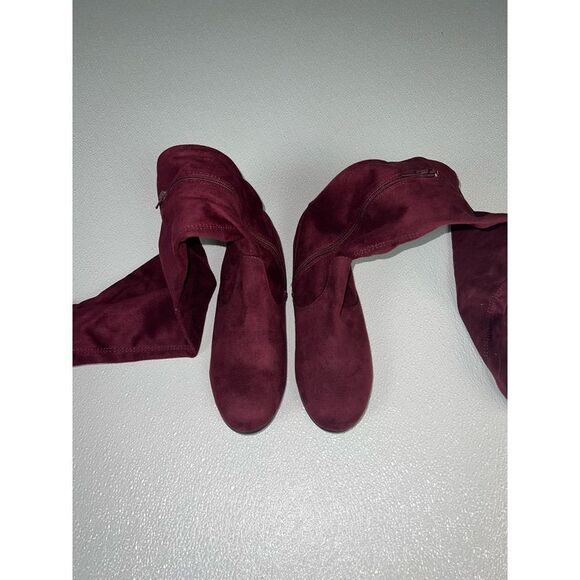 Celia Wine Unique Tall Suede Stretch Knee Boot Size 6.5 New. - Picture 5 of 8